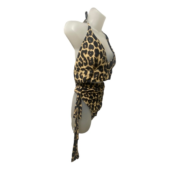 Leopard Print Two-Piece Halter Bikini 3X - Picture 2 of 6